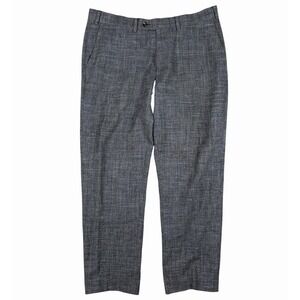 Suitsupply Pants Mens 35x27 Gray Brescia Int Wool Silk Linen Flat Front Summer
